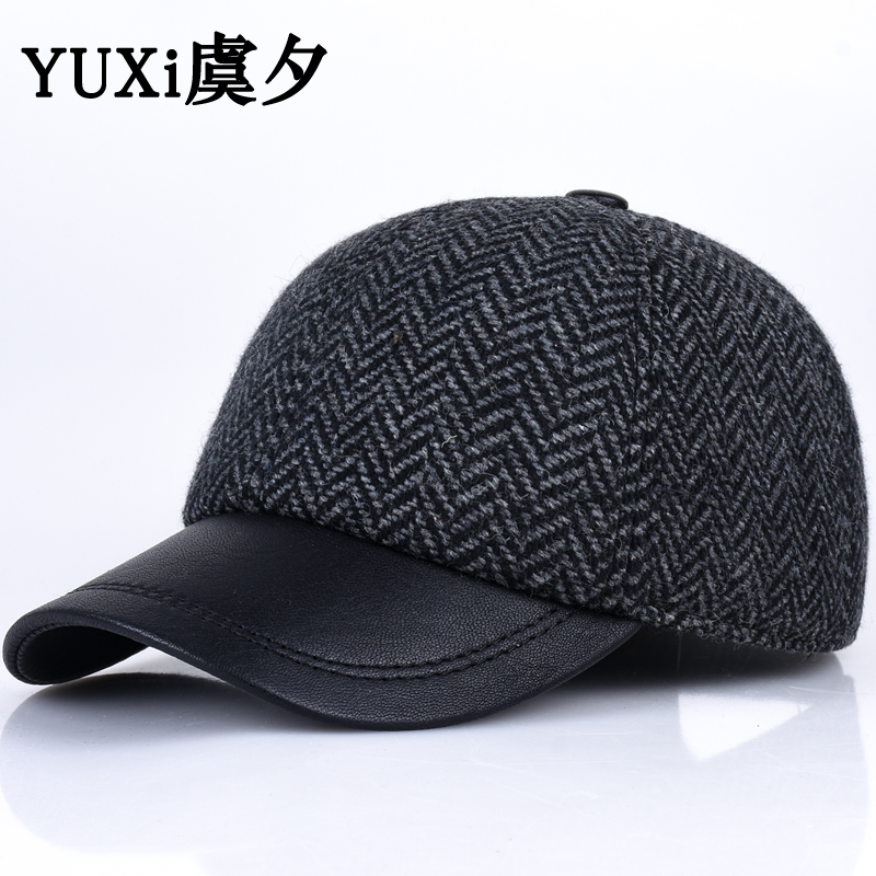 冬季中老年真皮棒球帽加厚爸爸