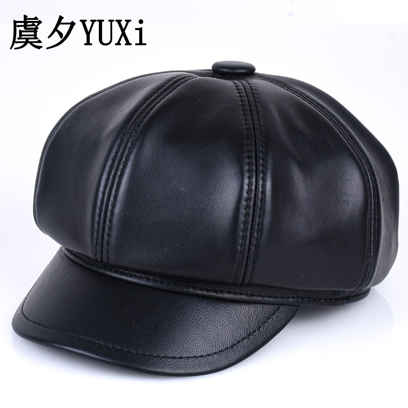 八角帽贝雷帽男女羊皮休闲秋冬
