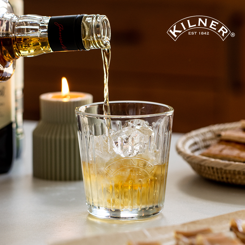 威士忌酒杯英国kilner烈酒杯套装复古浮雕家用白兰地洋酒玻璃杯子