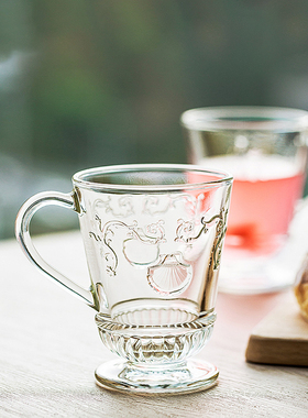 法国进口larochere复古玻璃杯带手柄咖啡杯红茶杯家用水杯马克杯