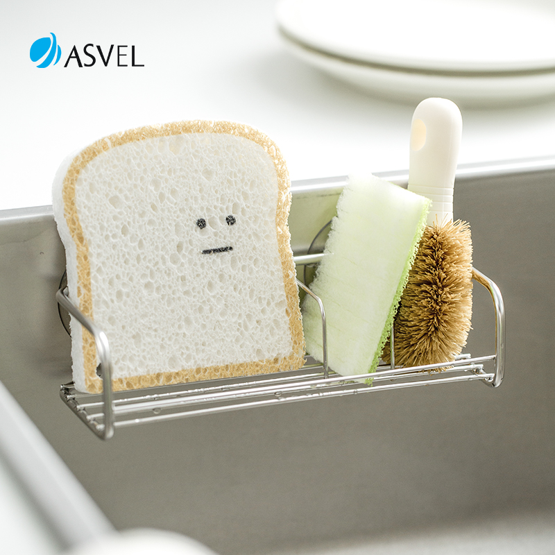 日本asvel水槽沥水架海绵百洁布