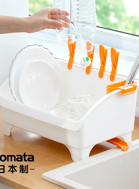 沥水架日本进口inomata多功能厨房水槽置物架台面盘筷碗碟收纳架