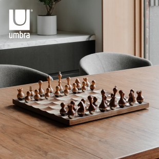 umbra国际象棋小学生儿童实木chess西洋棋子大号比赛专用高档棋盘