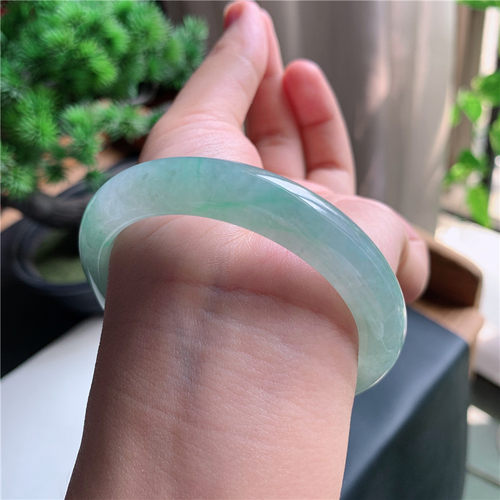 9月新品 55圈口冰种晴水绿正圈玉手镯女款 正品A货 259HL1110