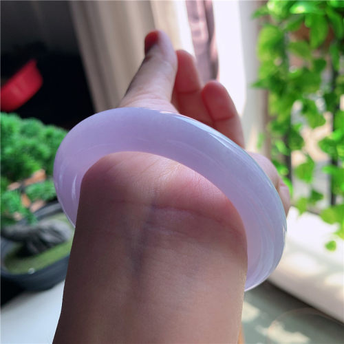 10月新品 54圈口冰种紫罗兰圆条玉手镯女款 正品208HL0784