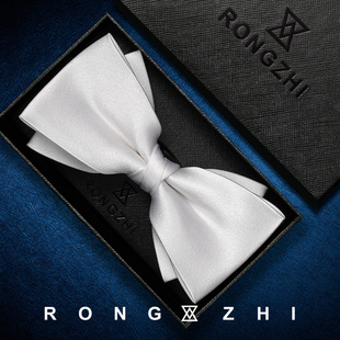 tie bow 戎致 桑蚕丝真丝领结男结婚婚礼白色司仪伴郎新郎蝴蝶结