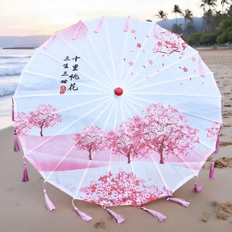中号中国风樱花油纸伞古风舞蹈道具手工艺术伞流苏装饰工艺伞