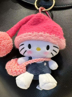 娃咖Car手作粉帽子球球kitty包挂