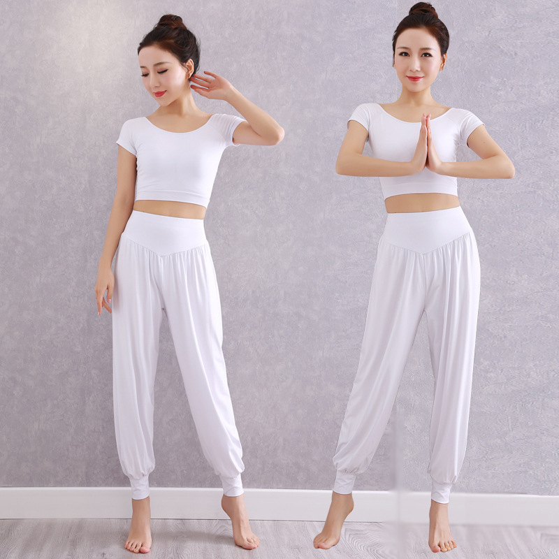 夏季瑜伽服套装女初学者莫尔练功服肚皮舞服装灯笼裤瑜伽裤子