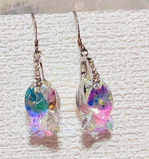 时尚 奥地利水晶耳环双鱼座与你有约闪亮耳坠925银耀眼礼物