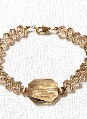 奥地利水晶手链香槟金水晶手串女招财转好运旺事业上岸贵气款