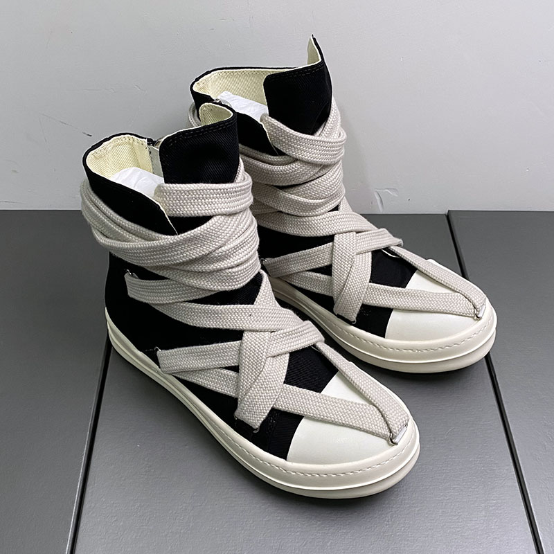 高帮鞋男板鞋ro帆布鞋五芒星粗鞋带厚底增高休闲高街小众情侣鞋女