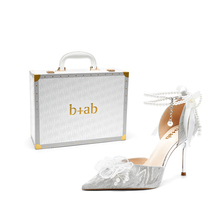 it b+ab品牌轻奢量版礼盒珍珠链尖头优雅时尚舒适婚礼细跟高跟鞋