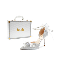 it b+ab2025法式浪漫仙女温柔尖头珍珠水晶蝴蝶链礼盒款细高跟鞋