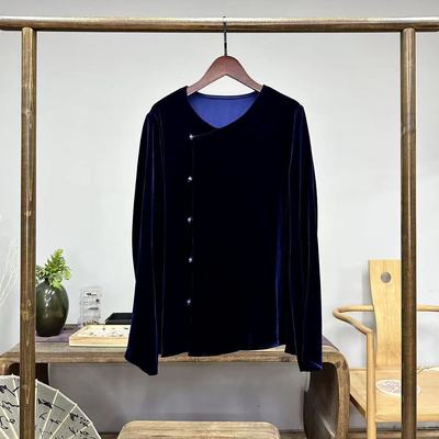 青金石色相如天！蚕丝丝绒国风上衣！GZ2788