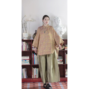 团凤灯笼纹!人丝织金锦罗新中式上衣!GZ6733