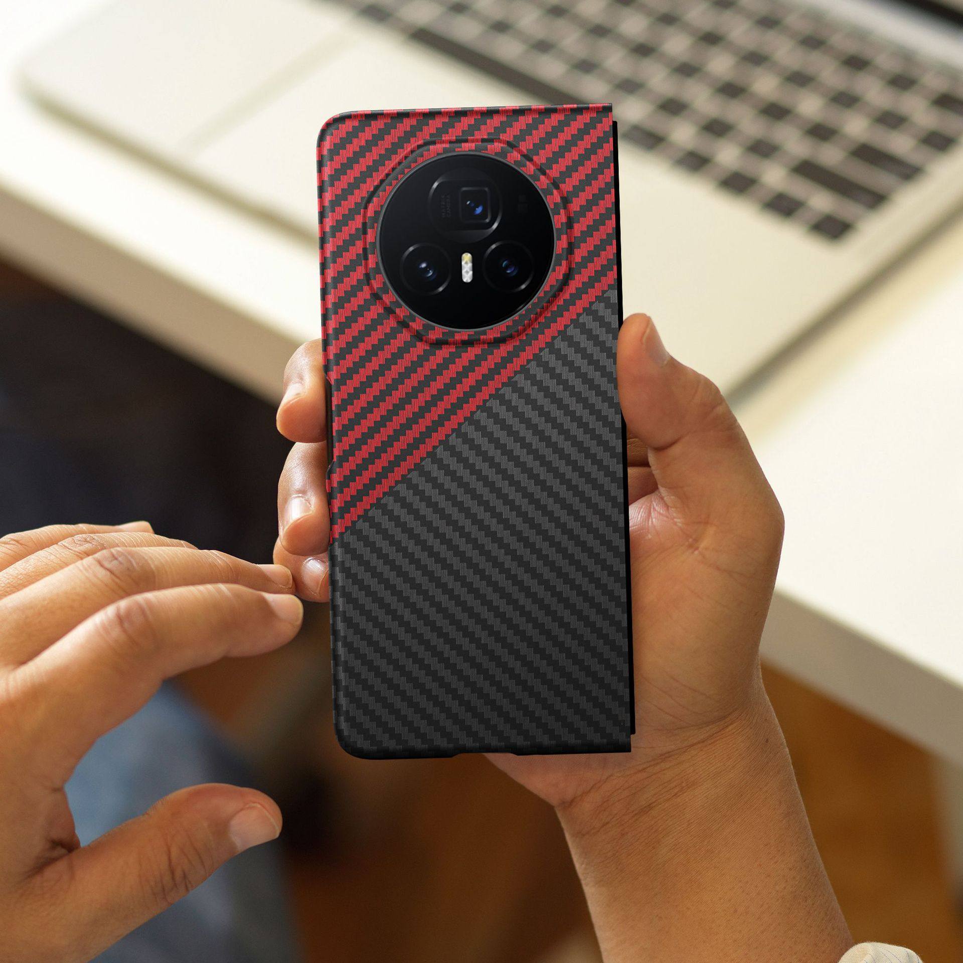 适用荣耀magicV3手机保护套MagicVs3新款凯夫拉碳纤维纹路外壳VS2时尚商务Vs至臻版奢华个性撞色双面防摔后壳