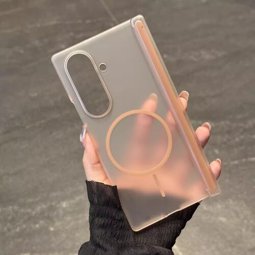 超薄冰雾磨砂磁吸壳适用三星zfold7手机壳带中轴zfold6肤感简约透明galaxyZFlod5/4折叠屏男女全包防摔保护套