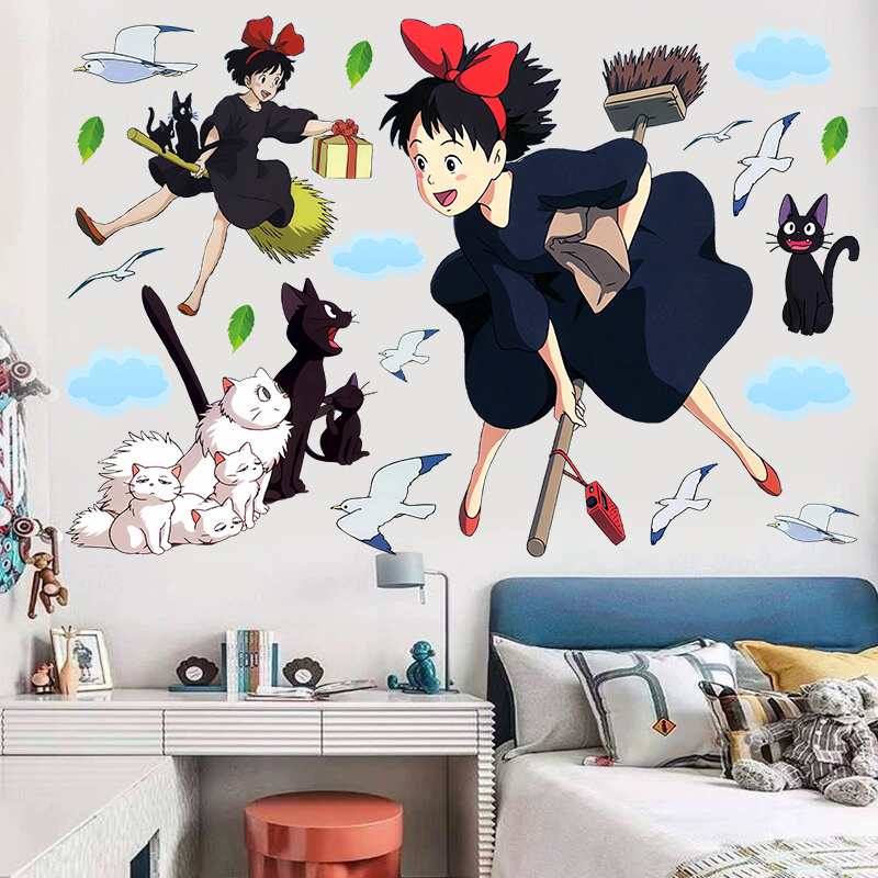 宫崎骏魔女宅急便动漫墙贴卡通日式贴纸宿舍卧室装饰壁画自粘贴纸