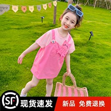官方女童连衣裙夏装2025新款洋气时髦儿童夏季超好看短袖宝宝薄款