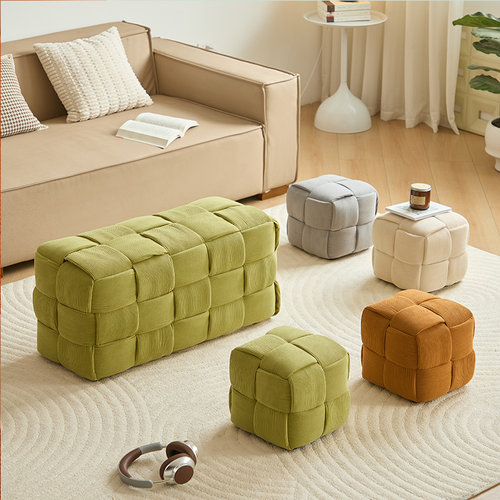 矮凳家用沙发布艺小方凳儿童板凳实木换鞋凳子网红创意魔方脚踏凳