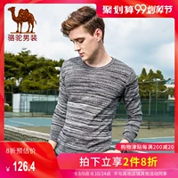 Lạc đà nam Giới nam Thu và Đông Hàn Quốc Slim Cotton Jacquard Áo len dệt kim - Hàng dệt kim áo len cổ tim nam