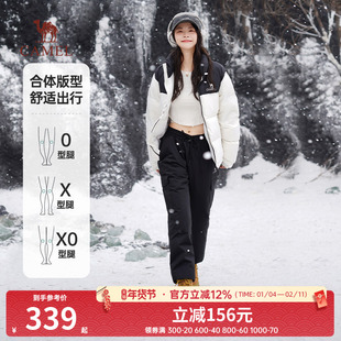 骆驼女装羽绒裤2025冬季新款加绒加厚工装束脚防水保暖休闲运动裤