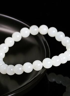 2026晶东珠宝 天然和田白玉手链 和田白玉老型珠时尚男女款手串