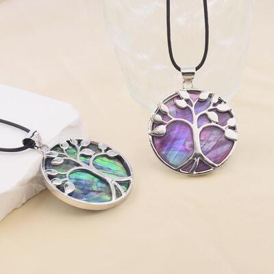 2026跨境热销生命树贝壳项链吊坠女时尚紫贝 白贝单坠饰品diy吊坠