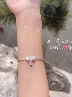2026镯学生银色蝴蝶结铃铛闺蜜手饰甜美小清新学生手环在逃公主礼