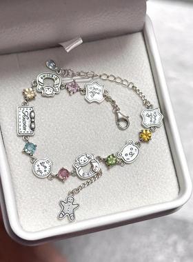 2026超可爱彩钻色姜饼人小熊手链精美百搭手环爆款高颜值手饰