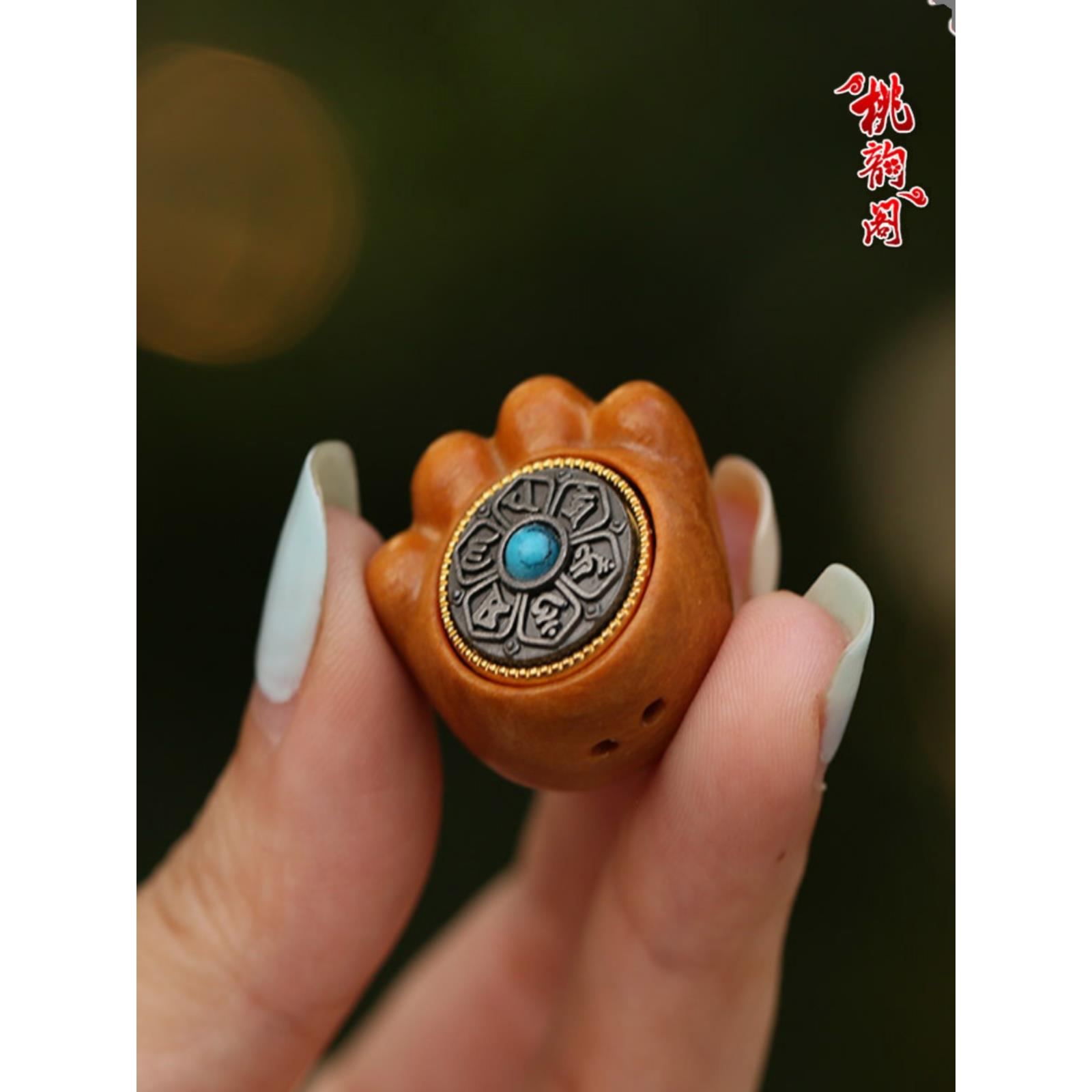 2026旋转六字真言紫檀木招财猫爪莲花汽车钥匙扣挂件平安转运挂饰