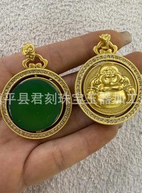 2026大号玉髓镶嵌水滴吊坠景泰蓝项链毛衣链高冰种绿玛瑙蛋面挂件