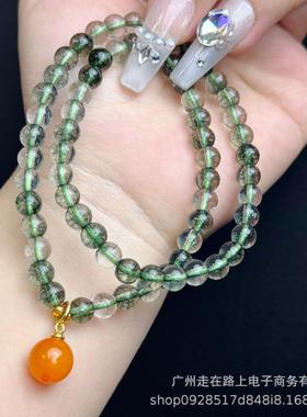 2026新款绿幽灵水晶双圈手串DIY设计款小滴流新中式多圈手链女年