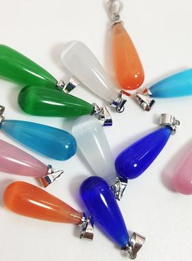 2026天然猫眼石水滴形女款项链吊坠耳坠发簪饰品挂件银饰高级感首