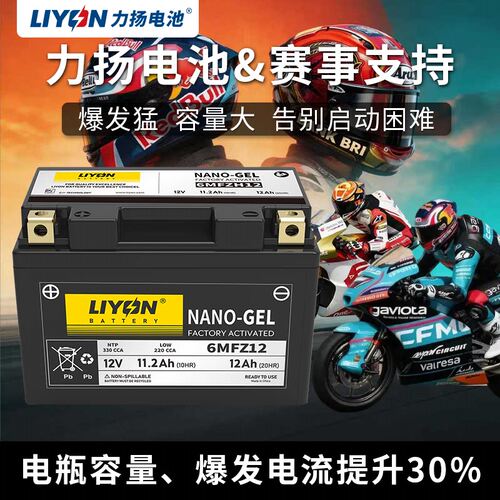LIYON力扬电池 力帆V16S/V16/V16S探界版 摩托车电瓶 免维护铅酸