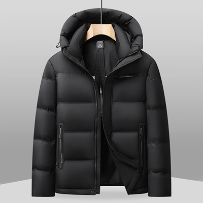 高级感男士连帽休闲羽绒服加厚黑金90白鸭绒保暖冬装外套男面包服