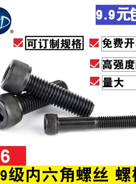 M6*8-250 12.9级黑色高强度高硬度圆柱头内六角螺丝杯头螺栓
