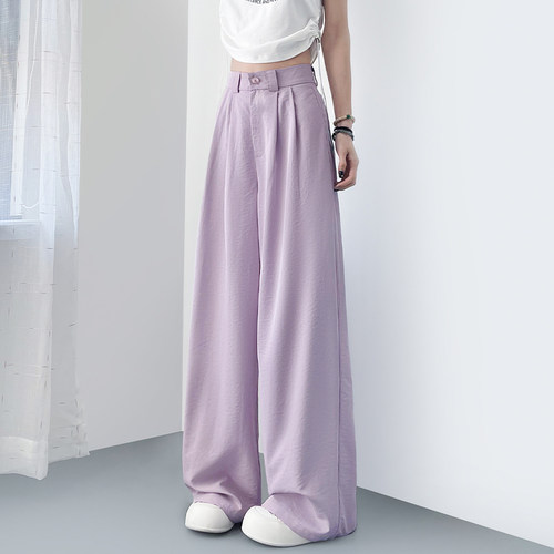 蜜略大码宽松胖MM夏季纯色阔腿裤