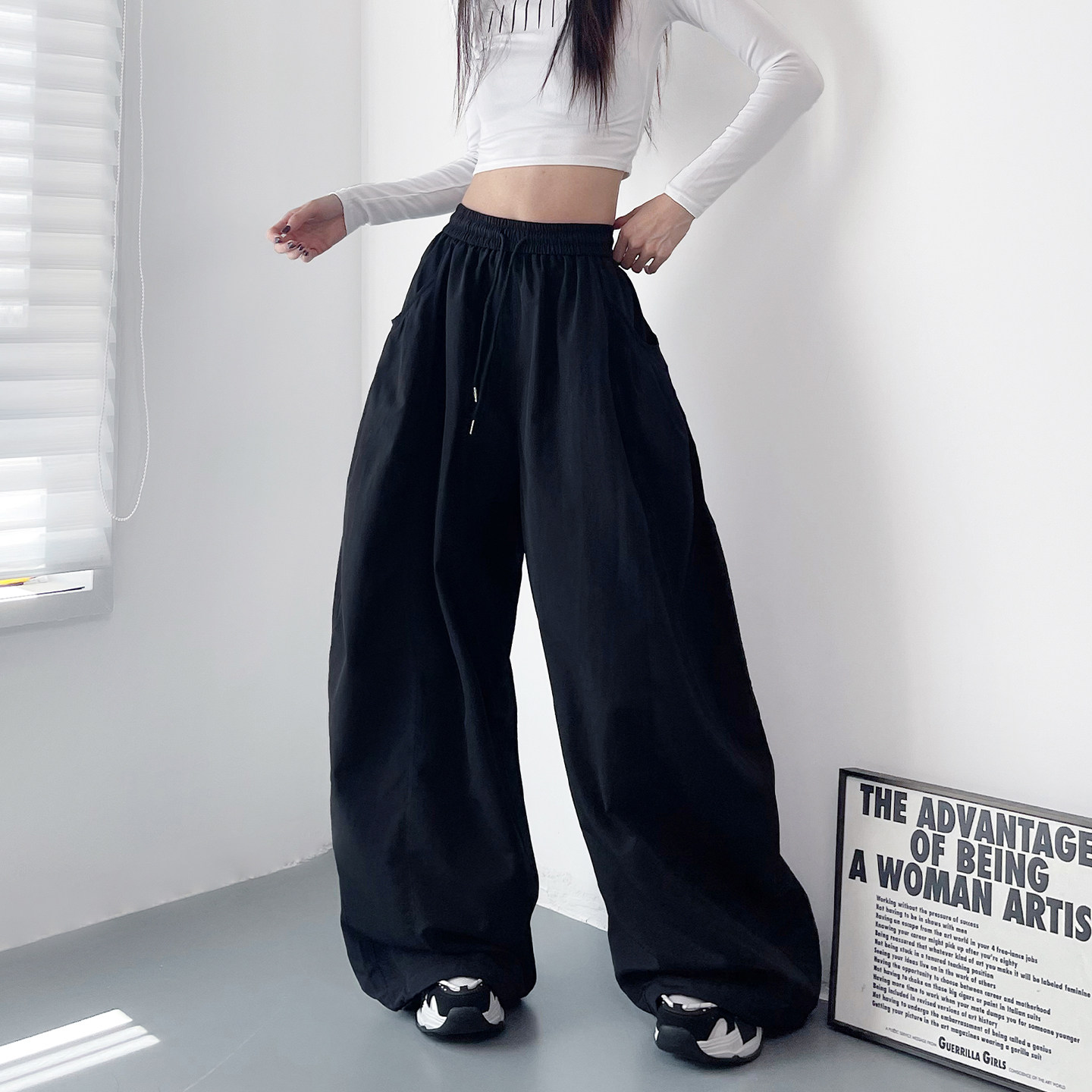 大码宽松显瘦大裤腿阔腿裤子女2026春季新款胖mm慵懒休闲运动卫裤,女装/女士精品,大码裤装,淘宝优惠券,粉丝福利购,淘宝优惠卷