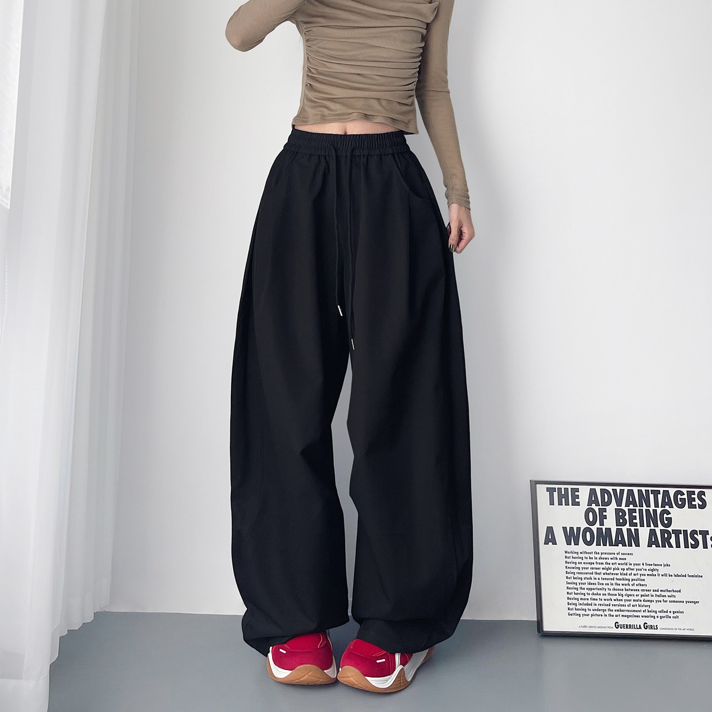 大码显瘦冬季阔腿裤女梨形身材宽松慵懒加长直筒裤胖mm藏肉休闲裤,女装/女士精品,大码裤装,淘宝优惠券,粉丝福利购,淘宝优惠卷