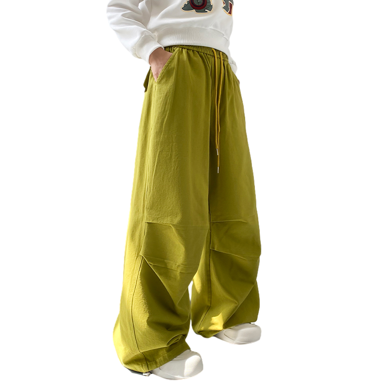 大码阔腿裤女秋季慵懒宽松显瘦垂感休闲裤高腰抽绳修身工装长裤子