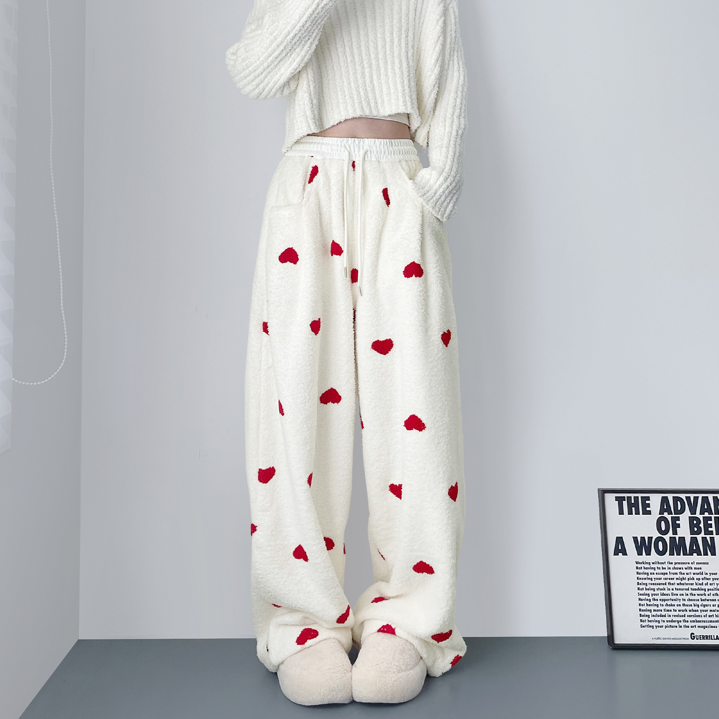 蜜略大码胖mm爱心阔腿裤梨形身材