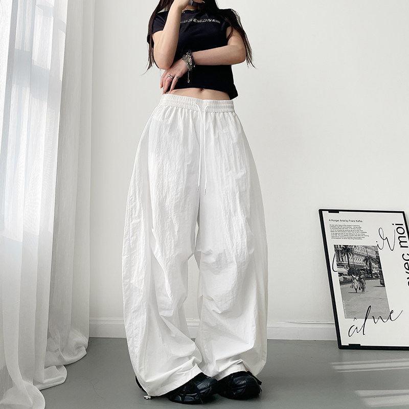 白色不透冰丝阔腿裤女夏季松弛感大码胖mm宽松轻薄运动速干工装裤,女装/女士精品,大码裤装,淘宝优惠券,粉丝福利购,淘宝优惠卷