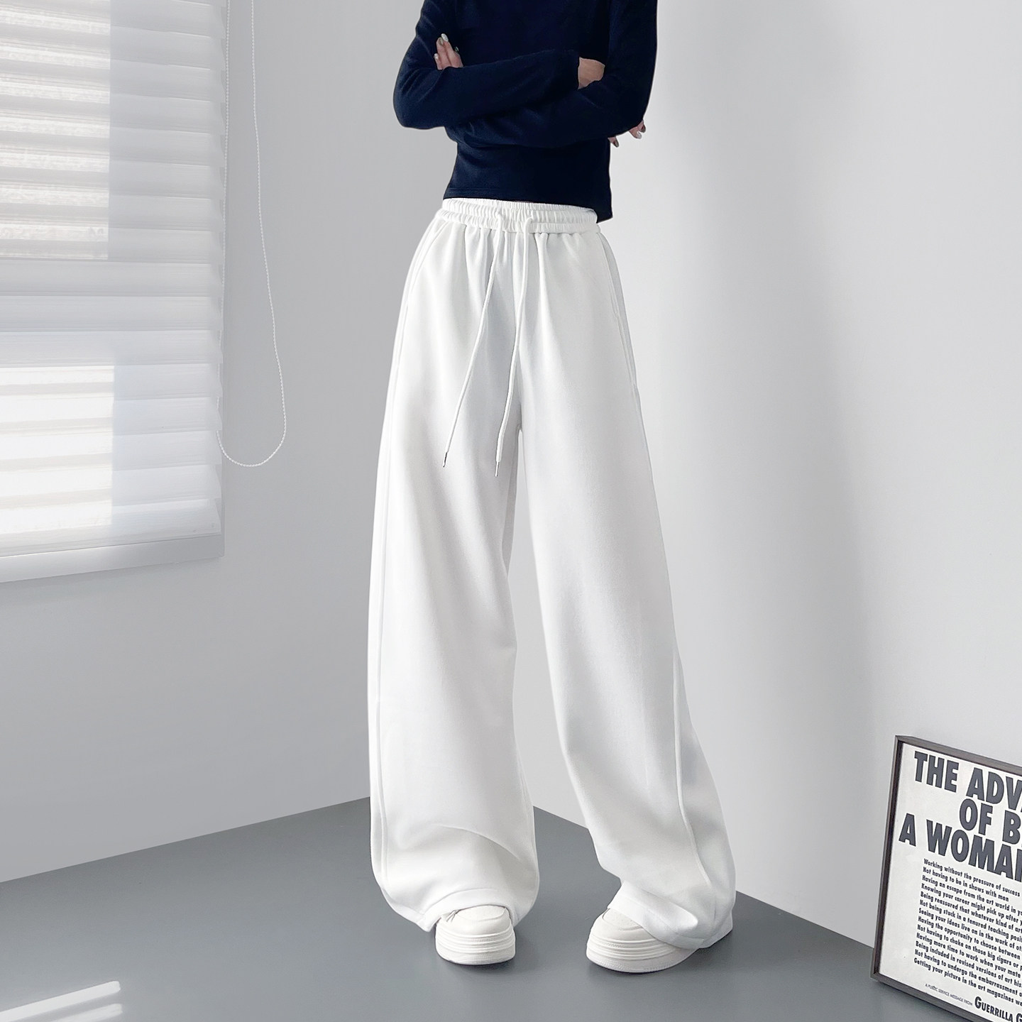 大码白色通勤香蕉阔腿裤女2026春季新款胖mm显瘦慵懒运动宽松卫裤,女装/女士精品,大码裤装,淘宝优惠券,粉丝福利购,淘宝优惠卷