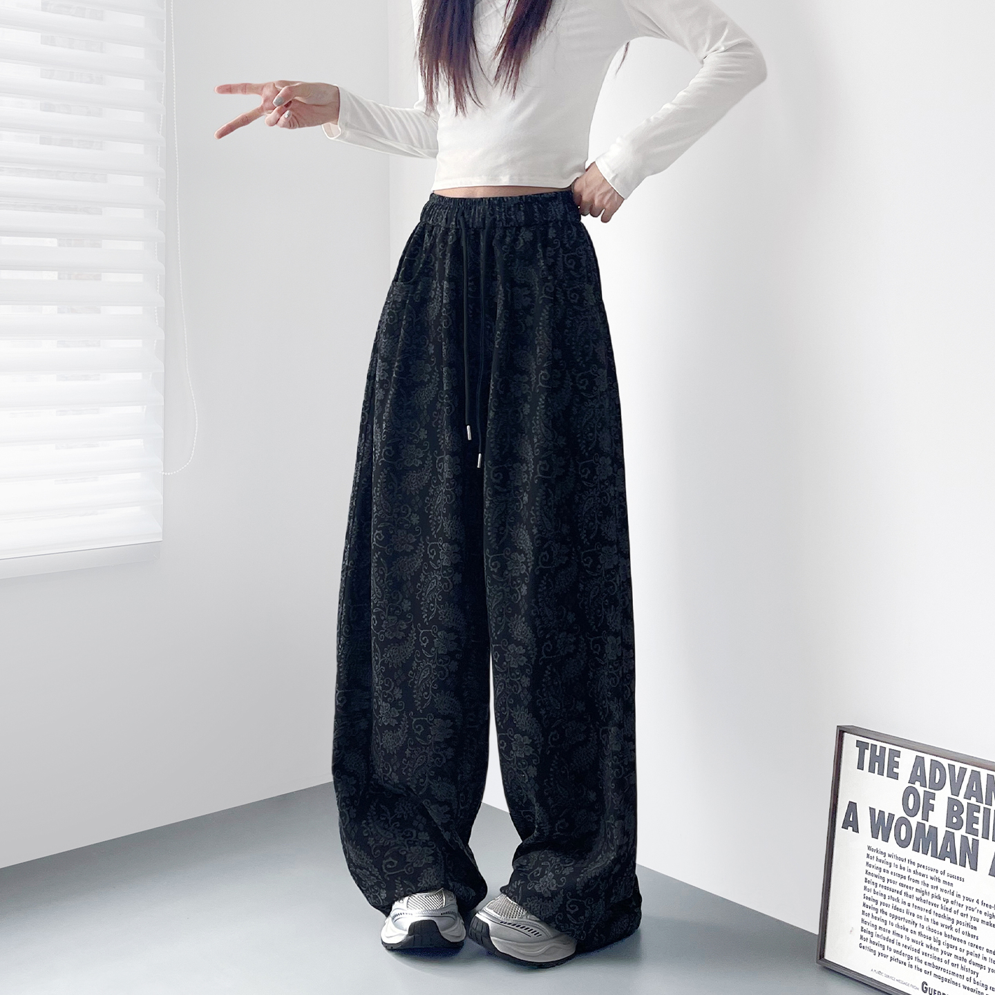 蜜略大码胖mm秋季阔腿裤梨形身材