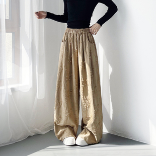 大码设计感破洞裤女春季新款胖mm高腰垂感阔腿裤梨形身材乞丐长裤