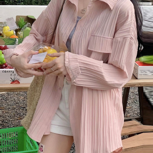 粉色大码防晒衣女2024夏季新款胖mm宽松显瘦遮阳衬衣休闲外套上衣