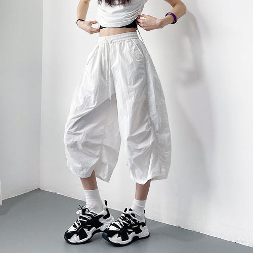 蜜略大码胖mm七分阔腿裤梨形身材