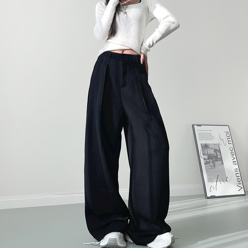 蜜略胖MM秋季新款大码纯色阔腿裤